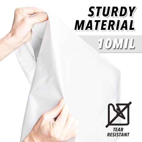 CARTMAN Finished Size 12x40 Feet 10 Mil White Heavy Duty Poly Tarp, Multipurpose Protective Cover, UV Resistant, Waterproof Poly Tarpaulin with Reinforced Edges Tarpaulin with Reinforced Edges - Image 3