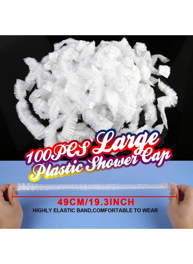 LEOBRO Shower Cap, Large Disposable Shower Caps, 100PCS Large Shower Caps for Women Disposable, Plastic Hair Caps for Shower, Thick Waterproof Plastic Shower Caps, Large Size 19.3 INCH - Image 1