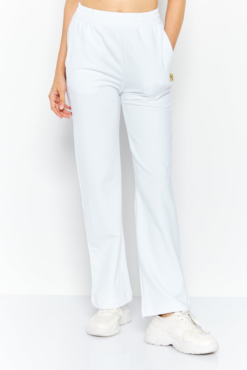 PHILIPP PLEIN Plein Sport Women Sportwear Fit Brand Logo Training Track Pant, White - Image 1