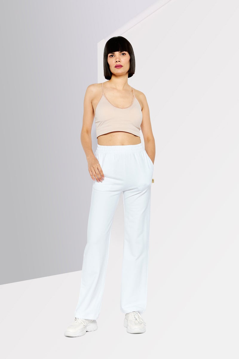 PHILIPP PLEIN Plein Sport Women Sportwear Fit Brand Logo Training Track Pant, White - Image 2