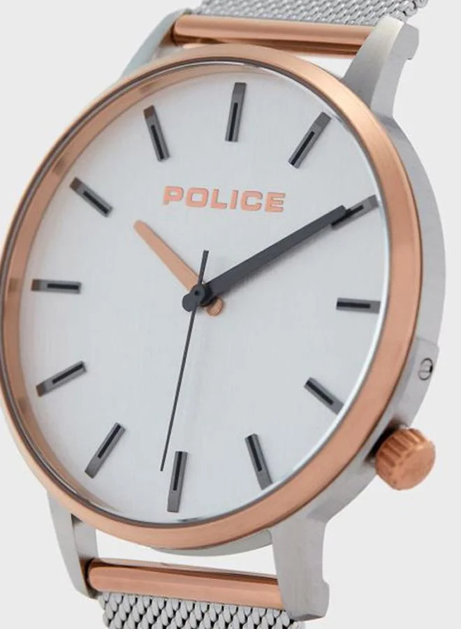 POLICE Men's Marmol Round Shape Stainless Steel Analog Wrist Watch 42 mm - Silver