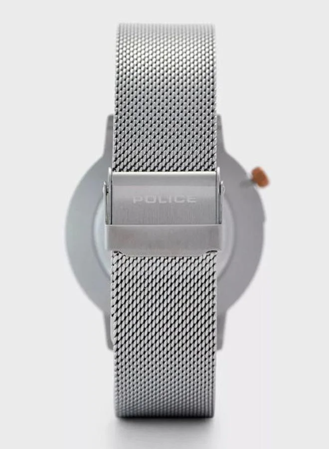 POLICE Men's Marmol Round Shape Stainless Steel Analog Wrist Watch 42 mm - Silver