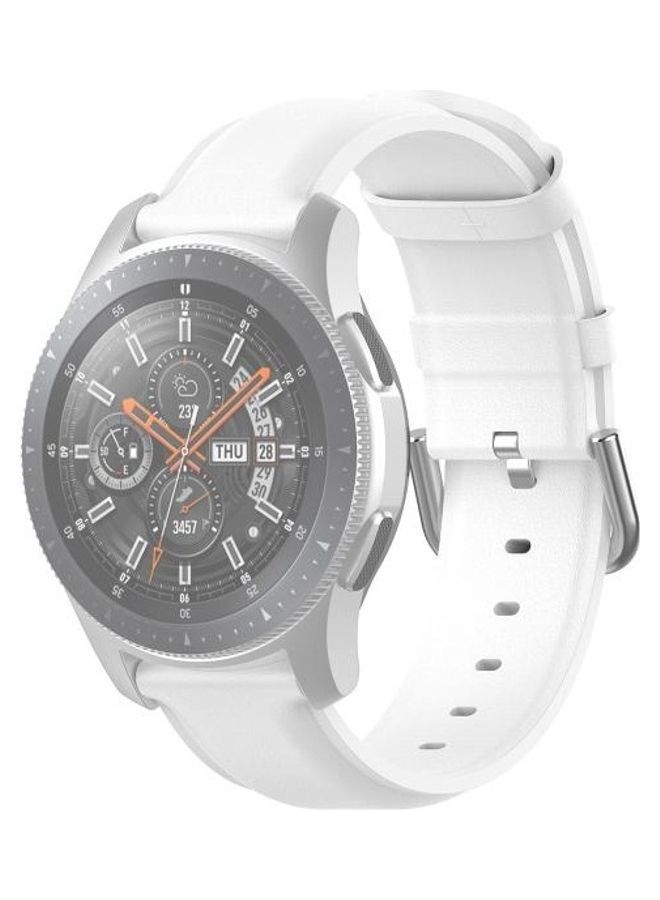 نيبمينينت سوار من الجلد بإبزيم خلفي دائري لساعة سامسونج جالاكسي 3 مقاس 45 مم أبيض - Image 1