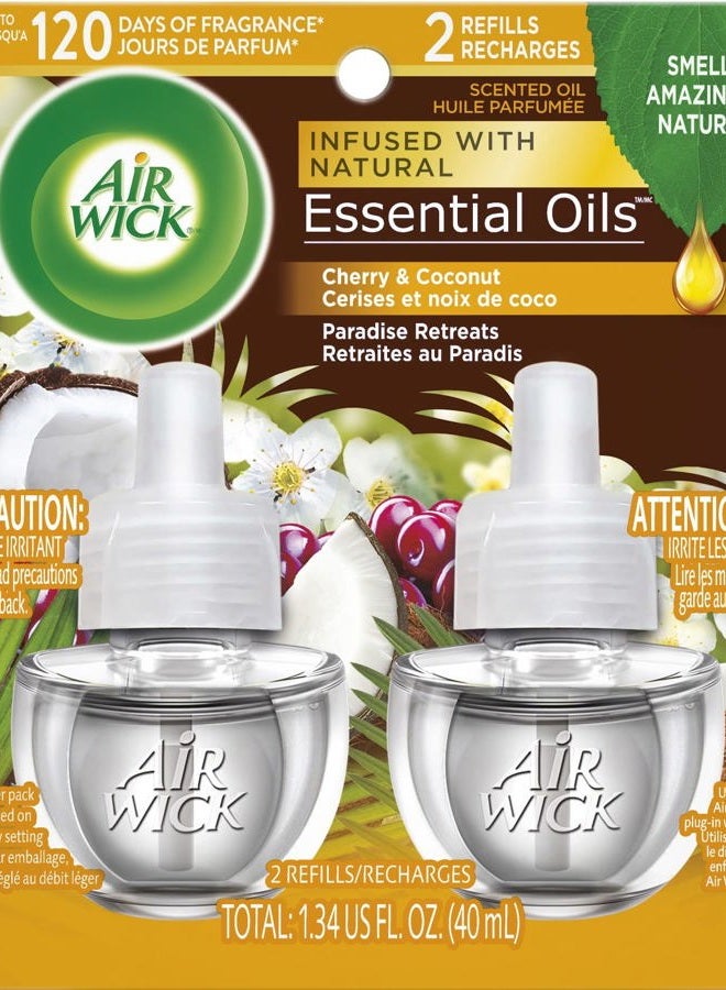 Air Wick Plug in Scented Oil Refill, 2ct, Paradise Retreat, Air Freshener, Essential Oils - Image 1