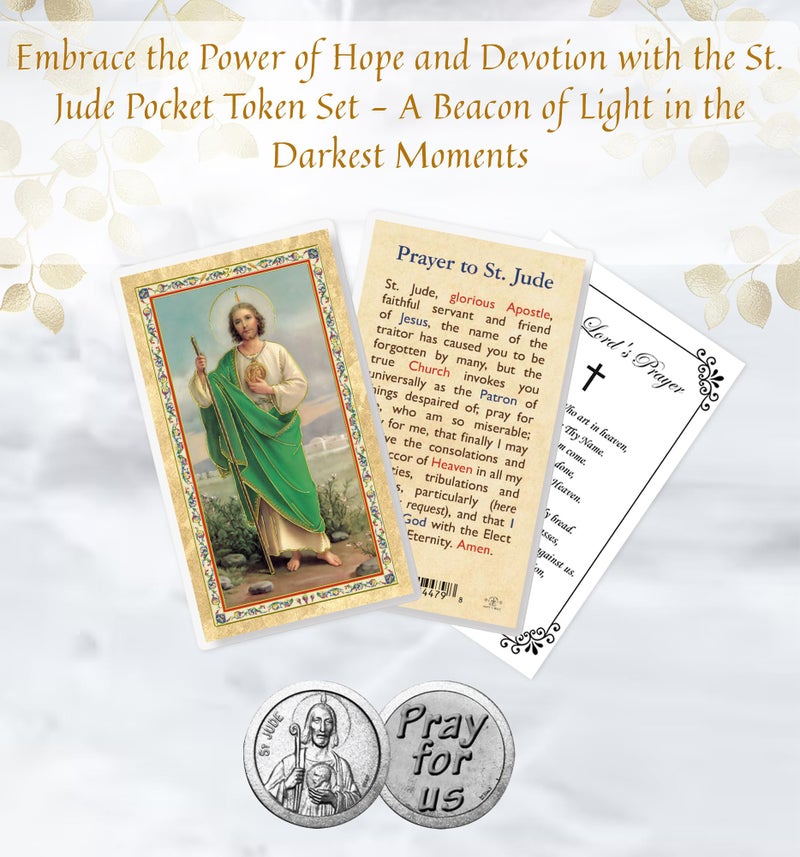 Trendzeen Laminated Saint Jude Prayer Card - Pocket Token, The Lord's Prayer - St Jude Thaddeus Token, Holy Card for Devotion - Patron Saint of Lost Causes Theme Set - 3 Items - Image 2