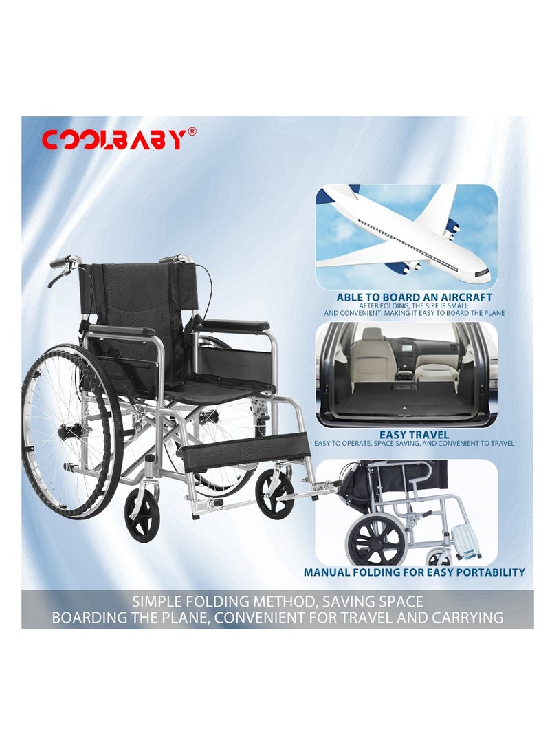 Cool Baby Portable Wheelchair Standard Manual wheelchairs Small Simple Folding Light Ultra Light Travel for The Elderly Trolley  - Image 2