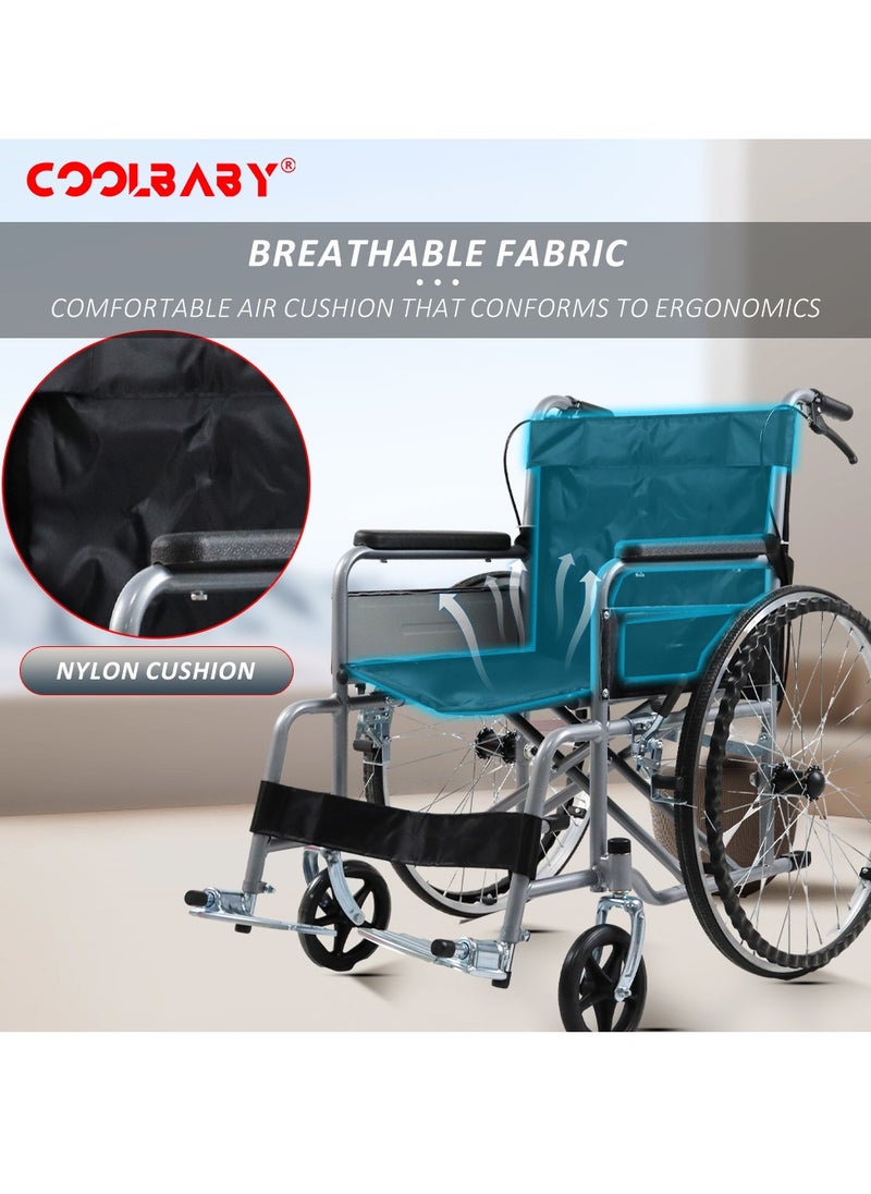 Cool Baby Portable Wheelchair Standard Manual wheelchairs Small Simple Folding Light Ultra Light Travel for The Elderly Trolley  - Image 3
