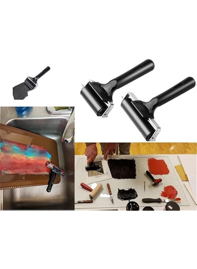 Rubber Roller, Rubber Brayer Roller for Printmaking Gluing Anti Skid Tape Construction Diamond Painting Accessories, 4inch Brayer  - Image 4
