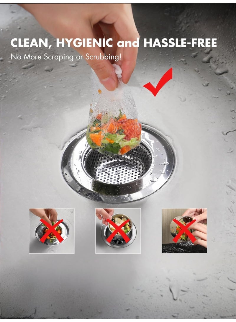 Disposable Mesh Sink Strainer Bags - 100 Pcs High Elasticity Sink Strainer Filter Mesh Bags for Collecting Kitchen Food Wast - Image 3
