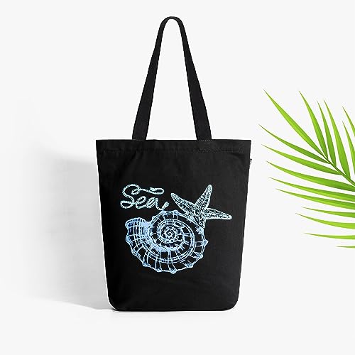 EcoRight Eco Right Canvas Tote Bags for Women with Zip, College Bag for Girls, 100% Organic Cotton Tote Bag for Shopping, Travel & beach bags for women (Sea Shell - Natural-N) - Image 2