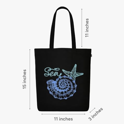 EcoRight Eco Right Canvas Tote Bags for Women with Zip, College Bag for Girls, 100% Organic Cotton Tote Bag for Shopping, Travel & beach bags for women (Sea Shell - Natural-N) - Image 5