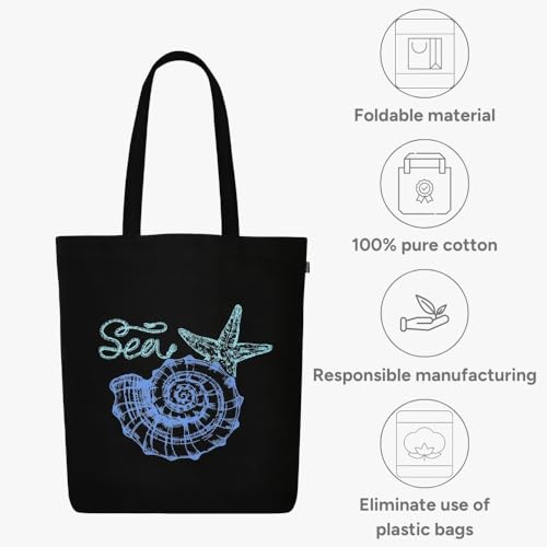 EcoRight Eco Right Canvas Tote Bags for Women with Zip, College Bag for Girls, 100% Organic Cotton Tote Bag for Shopping, Travel & beach bags for women (Sea Shell - Natural-N) - Image 3