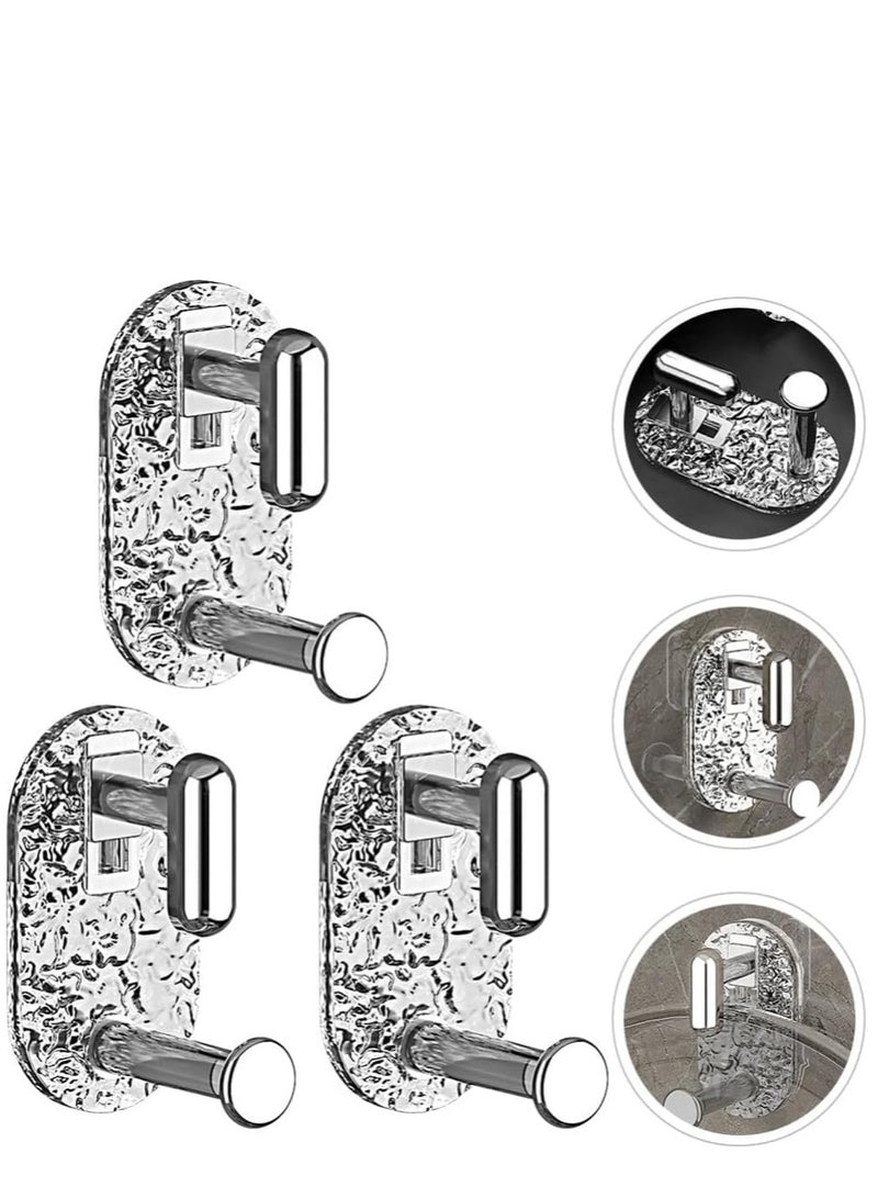3 Pieces Acrylic Adhesive Hooks Wash Basin Hooks Stick on Wall Hooks Towel Hooks Hangers Holders for Hanging Clothes Towel Key Bathroom Bedroom Kitchen - Image 4