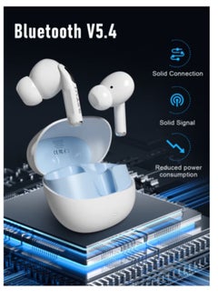 Generic True Wireless Earbuds - Fully In-Ear Bluetooth5.4 Headphones, IPX5 Waterproof TWS With Dual Mic For Sport, Light-Weight Earphones Playtime 40+Hours with Charging Case For Android iOS/iPhone - White  - Image 2