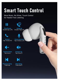 Generic True Wireless Earbuds - Fully In-Ear Bluetooth5.4 Headphones, IPX5 Waterproof TWS With Dual Mic For Sport, Light-Weight Earphones Playtime 40+Hours with Charging Case For Android iOS/iPhone - White  - Image 5