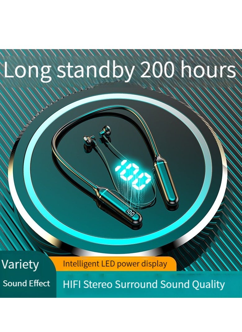 Generic Digital Display Neck-worn Wireless Bluetooth Headset Multi-functional Large-capacity Semi-in-ear Sports Stereo Hanging Neck Headset  - Image 2