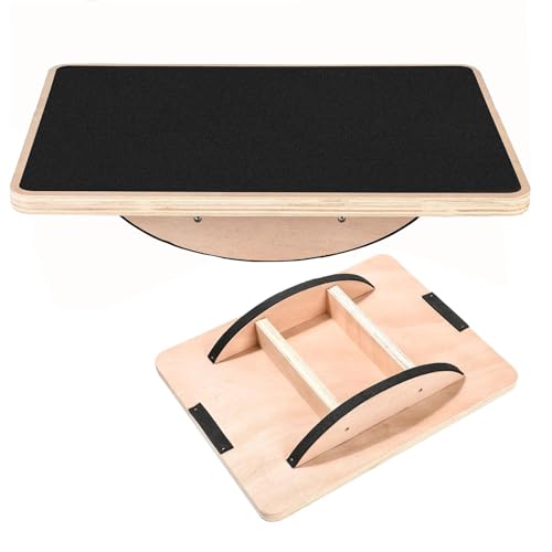 VANKUTL Balance Board Wooden Wobble Board for Adults AntiSlip Board for Physical Therapy Core Strength Ideal Balance Board for Standing Desk with Ankle Support - Image 1