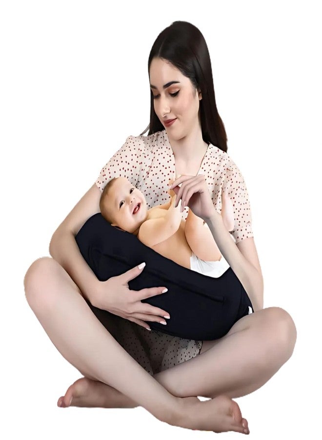 Dormyo Breast Feeding Pillow for New Born Baby - Nursing Pillow for Breastfeeding - Multifunction Pillow with Water Resistant Velvet Cover Filled with 1Kg Microfibre Black (22" x 21.5") - Image 1
