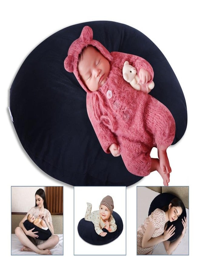Dormyo Breast Feeding Pillow for New Born Baby - Nursing Pillow for Breastfeeding - Multifunction Pillow with Water Resistant Velvet Cover Filled with 1Kg Microfibre Black (22" x 21.5") - Image 5