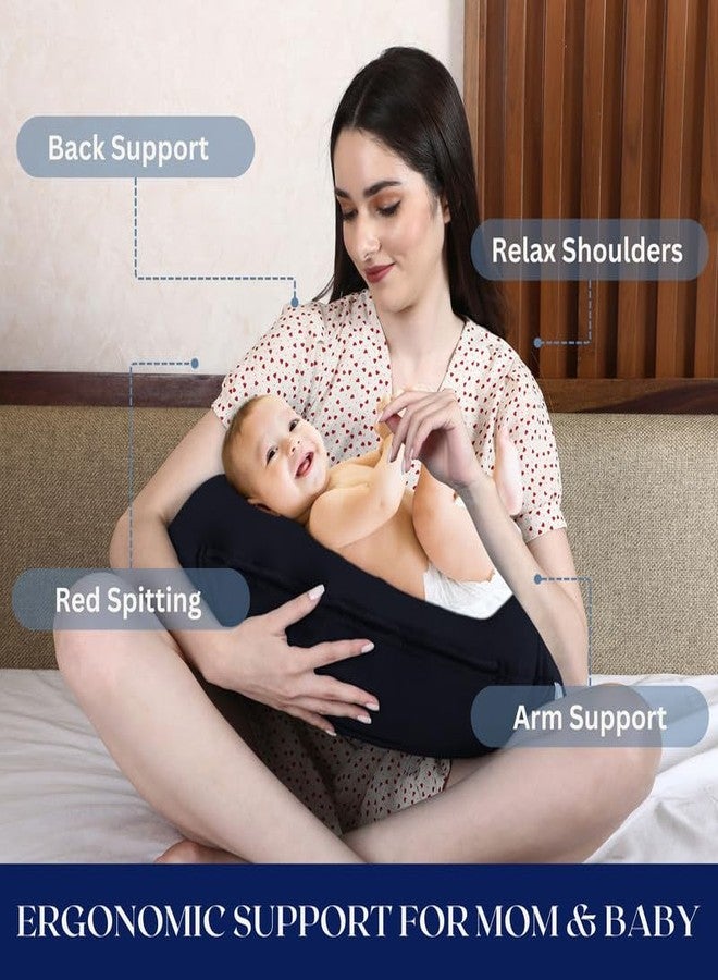 Dormyo Breast Feeding Pillow for New Born Baby - Nursing Pillow for Breastfeeding - Multifunction Pillow with Water Resistant Velvet Cover Filled with 1Kg Microfibre Black (22" x 21.5") - Image 2