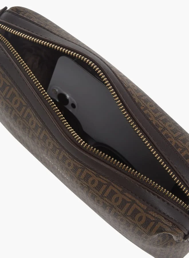 DUCHINI Mens Monogram Print Pouch With Zip Closure And Side Release Buckle Detail