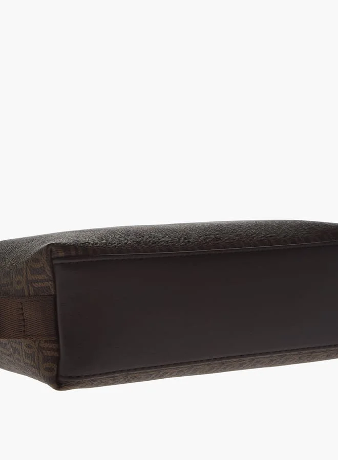 DUCHINI Mens Monogram Print Pouch With Zip Closure And Side Release Buckle Detail