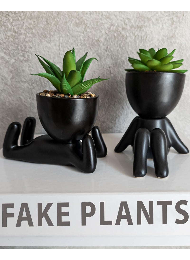 OLEEK OLEEK Small fake plants for shelf decor - Pink gift - Cute office decor for women - Office decorations for work desk women - Desk decorations for women office - Classroom Succulent - Artificial shrubs  - Image 1