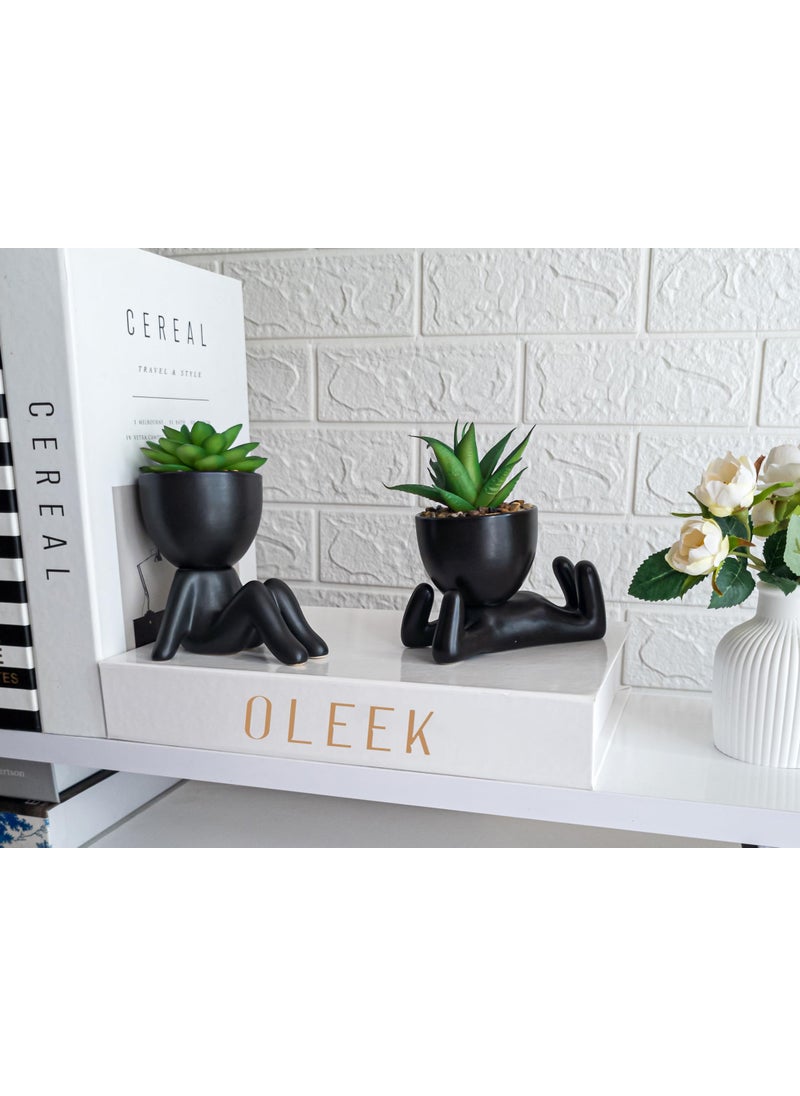 OLEEK OLEEK Small fake plants for shelf decor - Pink gift - Cute office decor for women - Office decorations for work desk women - Desk decorations for women office - Classroom Succulent - Artificial shrubs  - Image 2