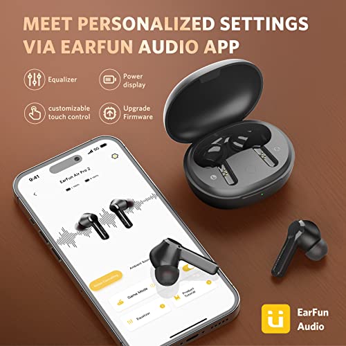 EarFun Air Pro 2 Noise Cancellation Earbuds, Active Noise Canceling Wireless Earbuds, 6 Mics Clear Call, Up to 40dB, in-Ear Detection, 34H Playtime, Wireless Charging, App Custom EQ - Image 5