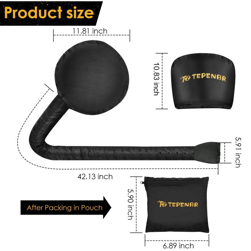 TEPENAR Bonnet Hair Dryer Attachment, Large - Black, Upgraded Soft Adjustable for Hand Held Hair Dryer, Fast Drying, Ideal for Natural Curly Textured Hair Care and Speeds Up Drying Time at Home - Image 3