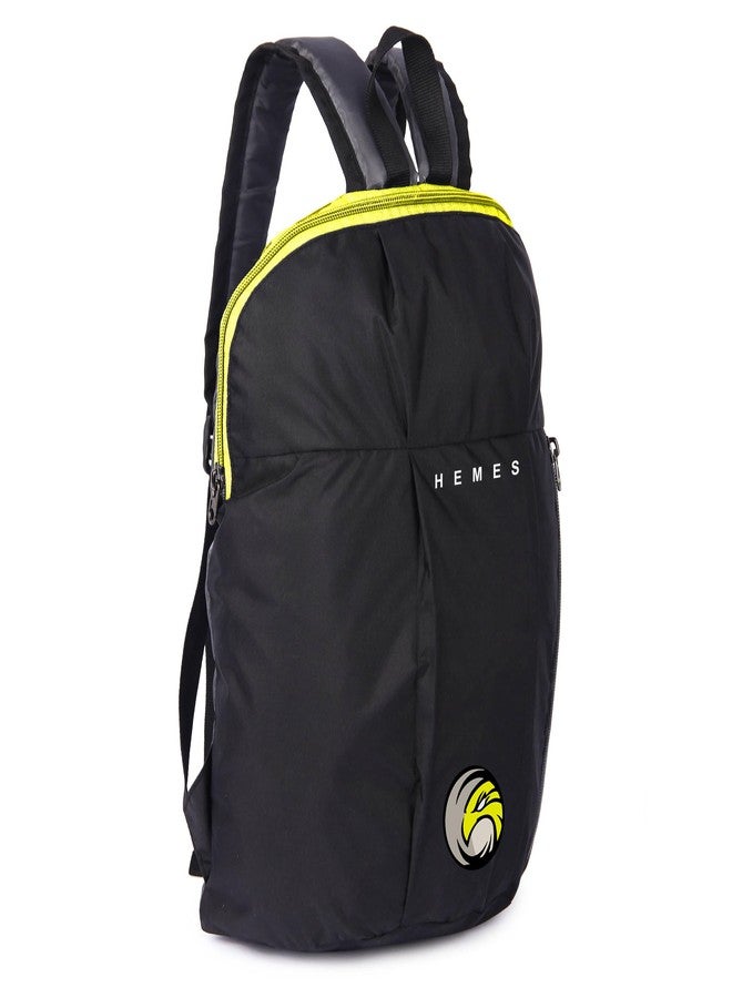 H-HEMES Small 12 L Backpack Small Bag for Daily Use With Front Zip Pocket Multipurpose Mini Backpack (Black, Yellow) - Image 2