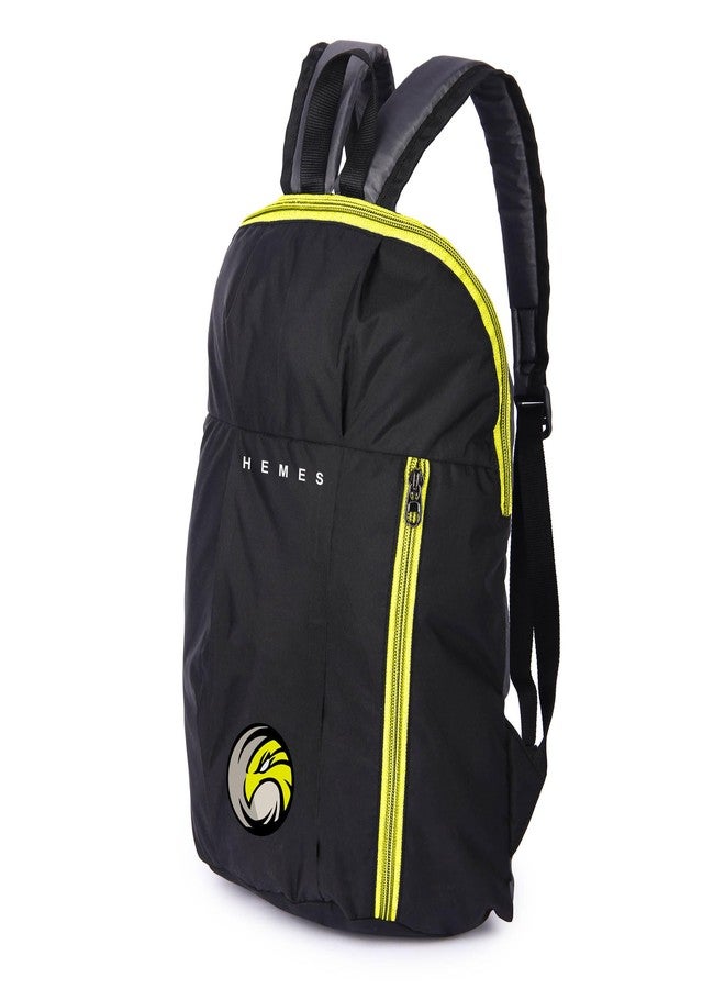 H-HEMES Small 12 L Backpack Small Bag for Daily Use With Front Zip Pocket Multipurpose Mini Backpack (Black, Yellow) - Image 3