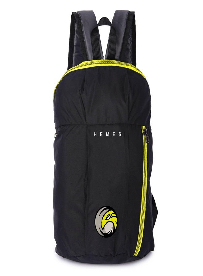 H-HEMES Small 12 L Backpack Small Bag for Daily Use With Front Zip Pocket Multipurpose Mini Backpack (Black, Yellow) - Image 1