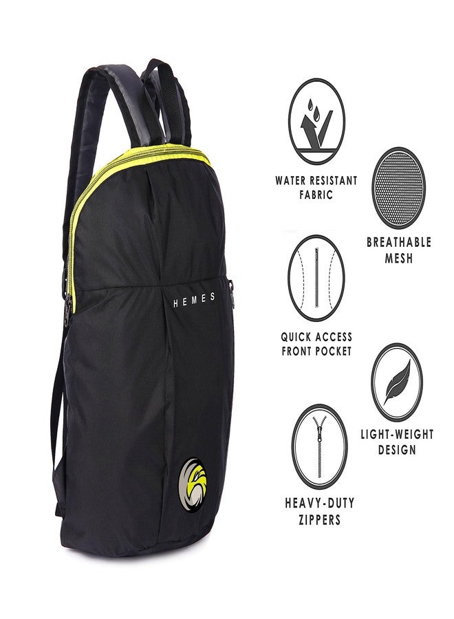 H-HEMES Small 12 L Backpack Small Bag for Daily Use With Front Zip Pocket Multipurpose Mini Backpack (Black, Yellow) - Image 5