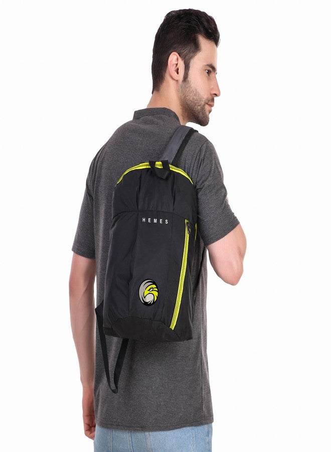 H-HEMES Small 12 L Backpack Small Bag for Daily Use With Front Zip Pocket Multipurpose Mini Backpack (Black, Yellow) - Image 4