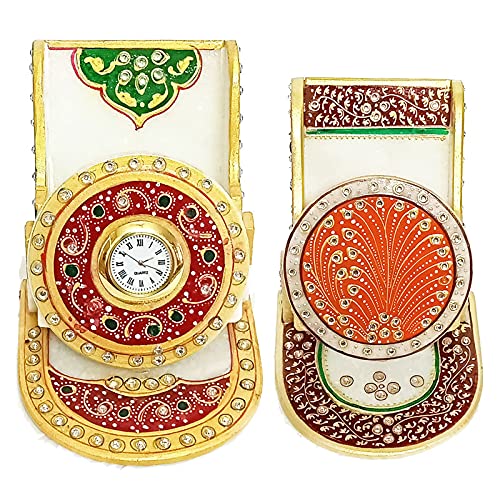 Handicraft Kingdom Mobile Holder for Car Dashboard Smart Cell Phone Stand with Inbuilt Small Clock for Office Approx Size 45 Inch Wt 1150 Gm Pack of 2 - Image 1