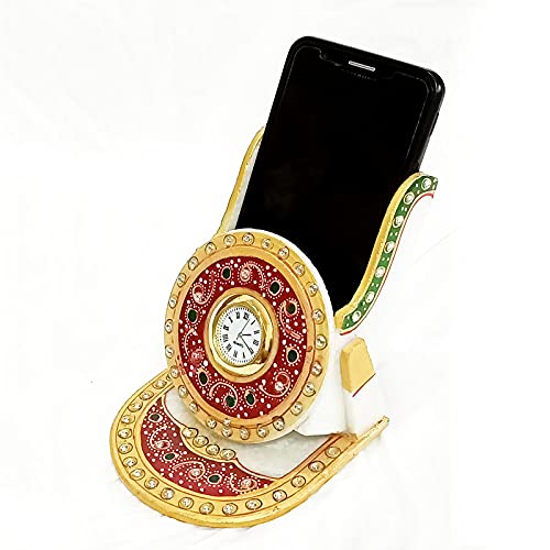 Handicraft Kingdom Mobile Holder for Car Dashboard Smart Cell Phone Stand with Inbuilt Small Clock for Office Approx Size 45 Inch Wt 1150 Gm Pack of 2 - Image 3