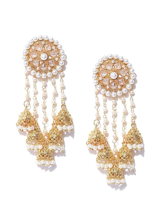 YouBella Golden Plated Jhumkis Earrings For Women Golden Ybear_32070 - Image 4