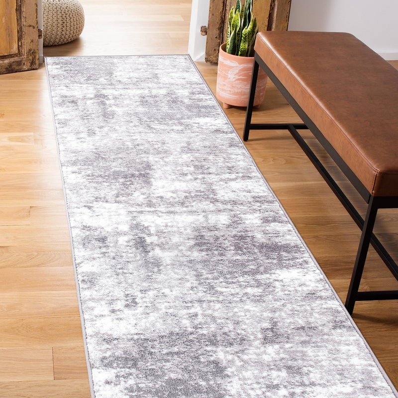 Rugshop Rugshop Distressed Abstract Runner Rug 2 x 7 Gray