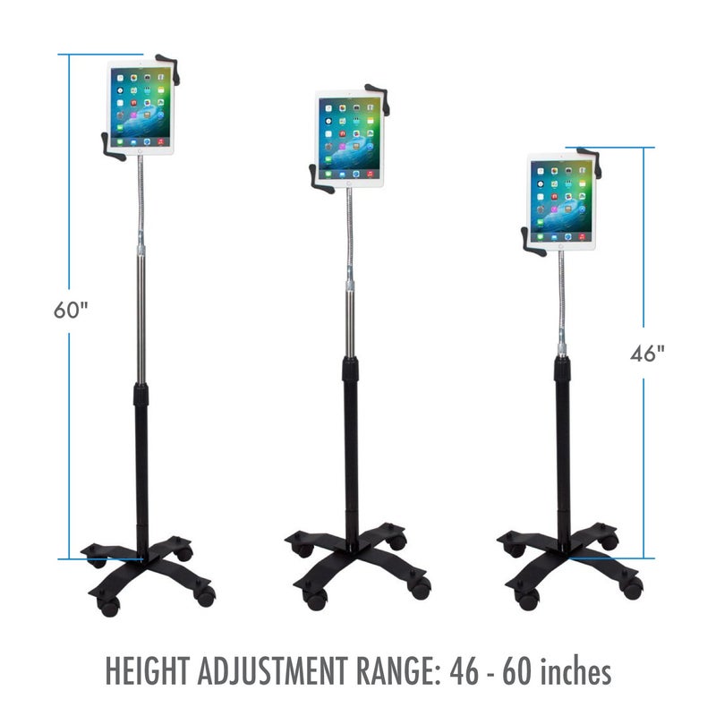 CTA Digital Gooseneck Floor Stand â€“ CTAâ€™s Compact, Adjustable Gooseneck with Swivel Casters for iPad 7th/ 8th/ 9th Gen 10.2â€, iPad Air 4, 12.9â€, Surface Pro, Zebra & Other 7-13â€ Tablets (PAD-CGS) - Image 2