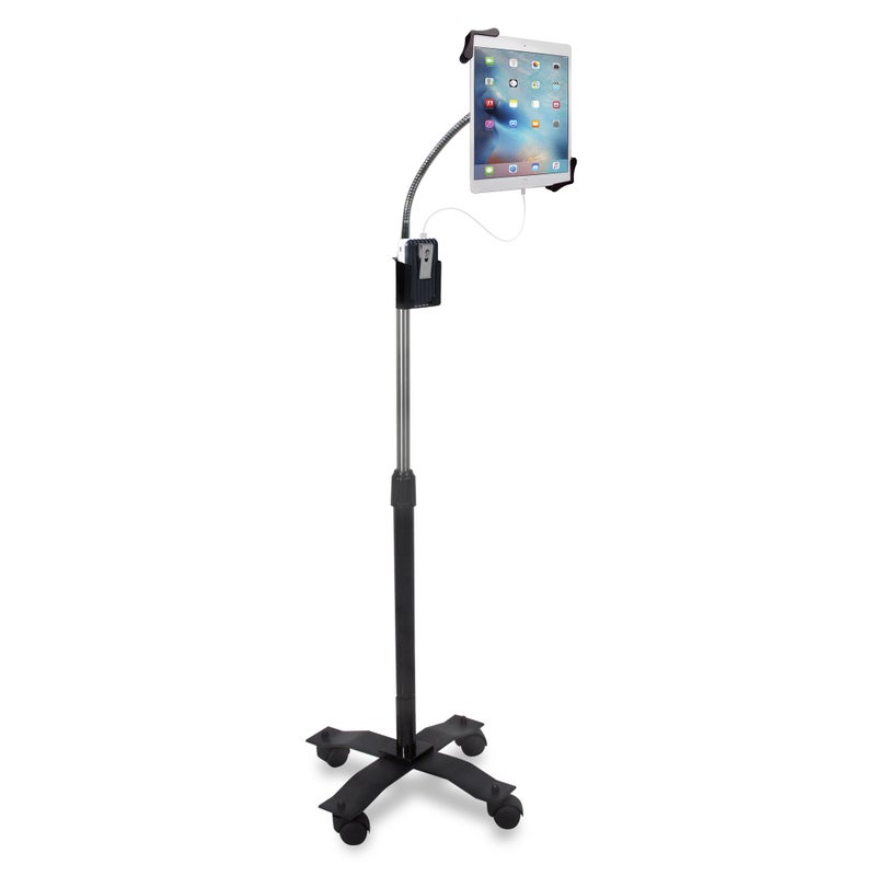 CTA Digital Gooseneck Floor Stand â€“ CTAâ€™s Compact, Adjustable Gooseneck with Swivel Casters for iPad 7th/ 8th/ 9th Gen 10.2â€, iPad Air 4, 12.9â€, Surface Pro, Zebra & Other 7-13â€ Tablets (PAD-CGS) - Image 1