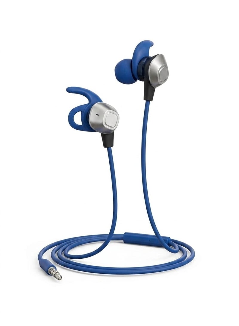 X SMART X-smart NOTE9 Unisex In-ear Wired Earphones with 3.5mm Jack and Ergonomic Winged Tips, Blue - Image 1