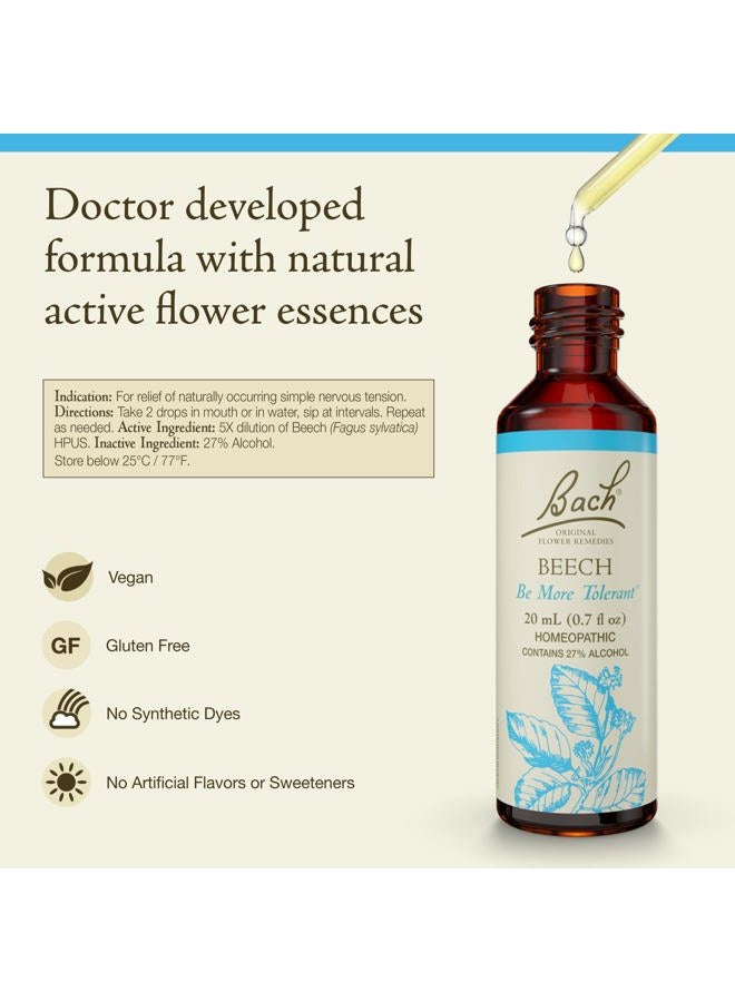 Bach Bach Original Flower Remedies, Beech - Be More Tolerant - Natural Homeopathic Flower Essence for Emotional Balance - Vegan, Gluten Free, Sugar Free - 20mL Dropper  - Image 2