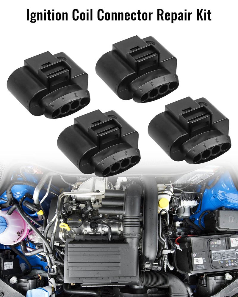 Tavaski Tavaski Ignition Coil Connector Repair Kit with 4PCS Harness Plug and 1PCS 0.3CM Space Take-up Tool Fit for VW Passat Phaeton Polo SKODA Octavia Rapid Superb Yeti AUDI A1-A8 Q7 TT Replace 4B0973724  - Image 2
