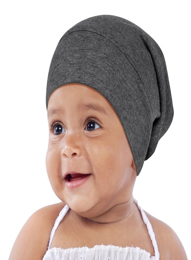 OLESILK Silk Baby Bonnet for 0-6 Months - 100% Mulberry Silk Toddler Hair Bonnet, Adjustable Night Cap for Sleeping Grey - Image 1