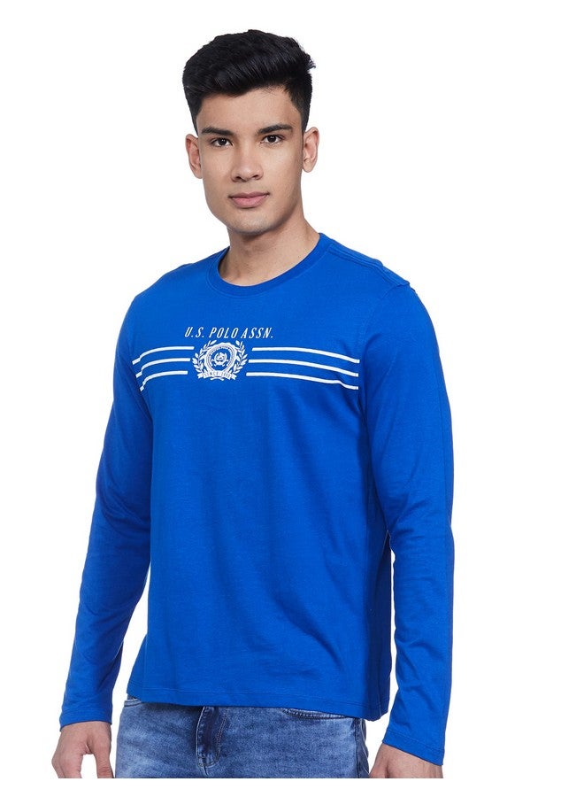 U.S. Polo Assn. U.S. POLO ASSN. Full Sleeve Round Neck Men Slim Fit T Shirts, XXL (Ustshs1385_Blue_XXL) - Image 1