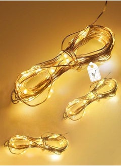 VIEW STAR Viewstar Pack of 3 (9 Meters) Battery Powered LED Fairy String Lights - LED Lights - Decor Lights - Home Lights – Warm White Decorative Lights for Indoor & Outdoor Use, Flexible Copper Wire Lights for Parties, Weddings, Home Décor, and Festive Events (Includes Batteries, Yellow)  - Image 1