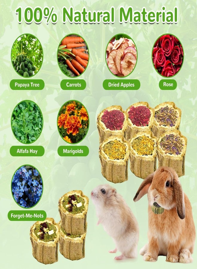 Tyotrbs 100g Rabbit Chew Toys for Bunny,4 Varieties Natural Papaya Wood Chew Treats with Organic Alfalfa Hay, Dried Carrot, Apple and Sweet Potato for Rabbits Guinea Pigs Hamsters Chinchillas Gerbils - Image 3