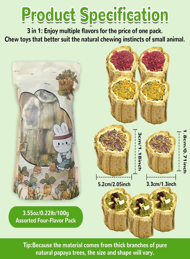 Tyotrbs 100g Rabbit Chew Toys for Bunny,4 Varieties Natural Papaya Wood Chew Treats with Organic Alfalfa Hay, Dried Carrot, Apple and Sweet Potato for Rabbits Guinea Pigs Hamsters Chinchillas Gerbils - Image 2