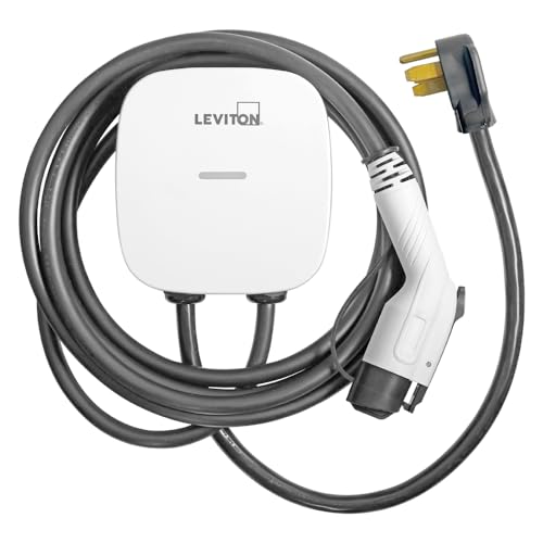Leviton شاحن كهربائي ذكي للمركبات الكهربائية (EV) من ليفيتون EV40P مستوى 2 مع واي فاي 9.6 كيلو واط، كابل بطول 25 قدم، قابس NEMA 14-50P، 40 أمبير - Image 1